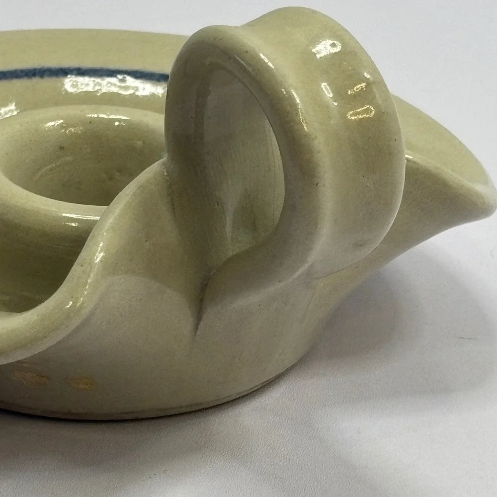M Swayne Signed‎ Studio Pottery Stoneware Chamberstick Candle Holder Blue Ring